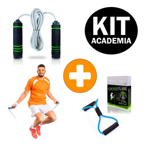 Kit Academia Em Casa Corda De Pular + Elástico Extensor Fit