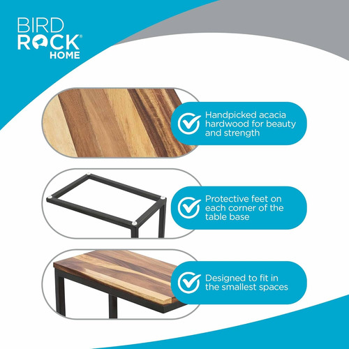 Mesa Auxiliar C De Madera De Acacia Con Bandeja Para Tv, Dis
