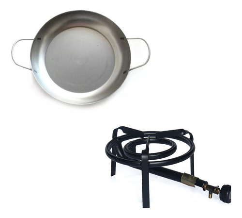 Paellera De Hierro Reforzado 40cm + Quemador Multigas 27cm