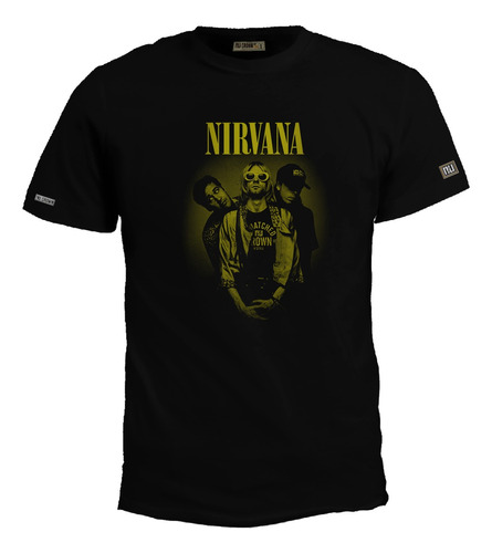 Camiseta  Nirvana Poster Amarillo Banda Rock Metal Bto