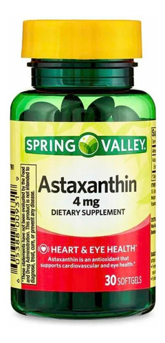 Astaxanthin 4mg - 30 Cápsulas - Spring Valley