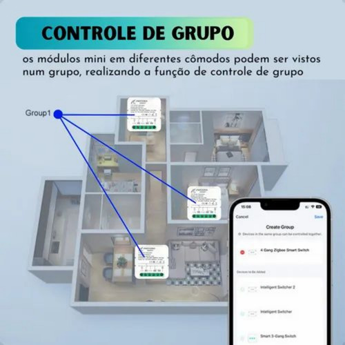 Interruptor Mini Inteligente Relé 4 Canais Wifi Tuya Smart