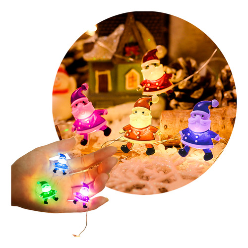 Luces Navidad Exterior Led Guirnalda Decoración Papa Noel 2m