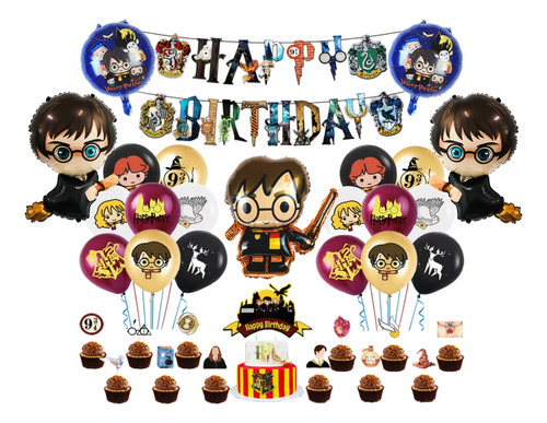 Harry Potter Globos Letrero Pastel Cumpleaños Kit Fiesta