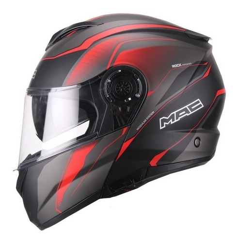 Imagen 2 de 9 de Casco Moto Rebatible Mac Rock Magma Negro Mate Devotobikes