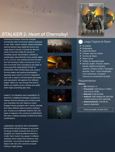 STALKER 2: Heart of Chernobyl - Requisitos mínimos y recomendados en PC