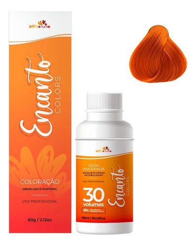 Kit Beleza Ruiva Encanto Colors 8.44 E Oxigenada 30vol 9% Tom Louro Claro Cobre Intenso