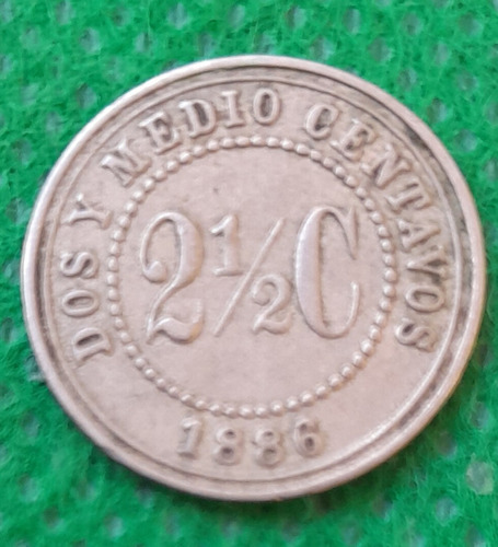 Moneda De 2 1/2, Centavos, Año 1886, Buen Estado