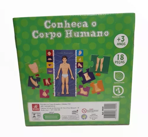 Brinquedo Pedagógico Conheça o Corpo Humano Brincadeira de Criança