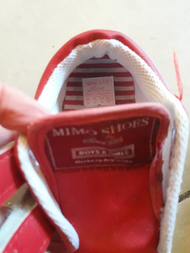 Zapatillas Mimo.de Cuero Con Abrojo Talle 22 Un Uso