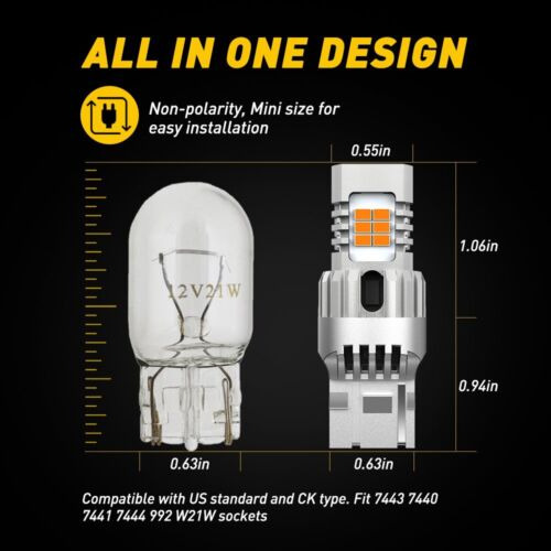 3000k Led Turn Signal Blinker Light Bulbs 7440 7441 7444 Bbv