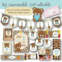 Comprar Kit Imprimible Osito Mod.4 100% Editable Deco Y Candy Bar