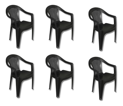 6 Sillon Mascardi Verona Negro Silla Con Apoya Brazos