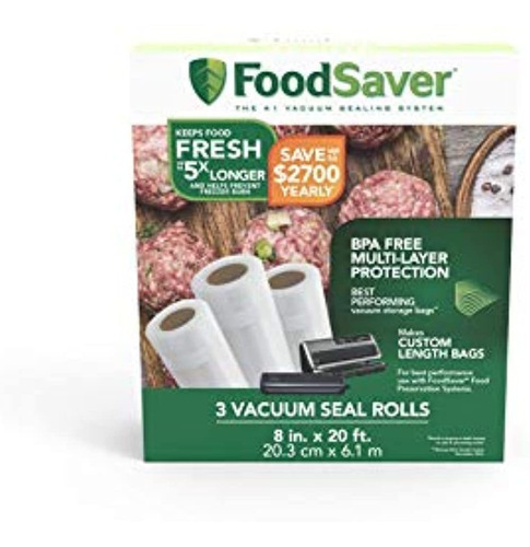 Rollo De Sellado Al Vacio Foodsaver De 8  X 20 Con Construcc