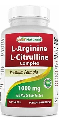 L-arginina L-citrulina Complex Best Naturals Natural 250 Tab
