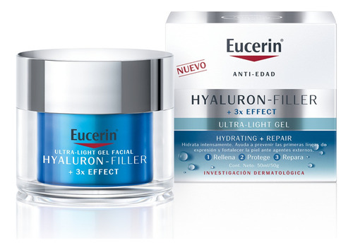 Eucerin Hyaluron-filler Daily Booster Repair 50mg Momento de aplicação Dia Noite Tipo de pele Todo tipo de pele