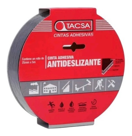 Cinta Adhesiva Antideslizante 25mm X 5m Negro Tacsa