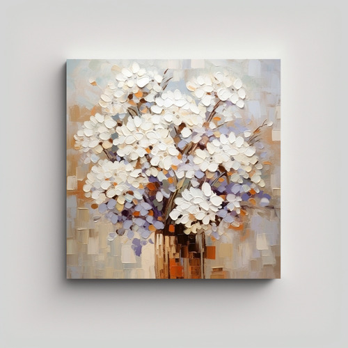 70x70cm Cuadro Decorativo Flores Blancas En Jarrón Flores