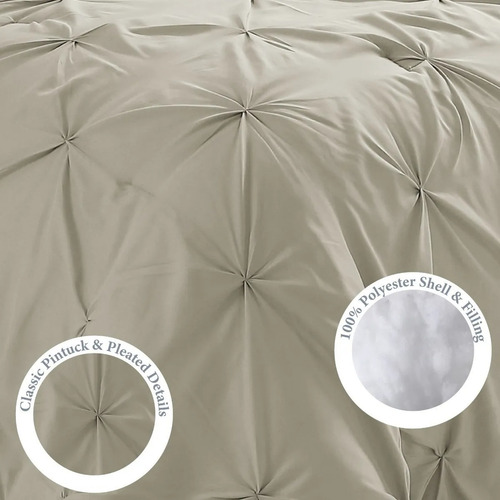 Imagen 4 de 7 de Edredón King Size Juego Crema Funda Diseño Elegante Pintuck