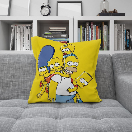 Imagen 2 de 3 de Almohadón Los Simpsons Vellon Siliconado Desmontable 38x38