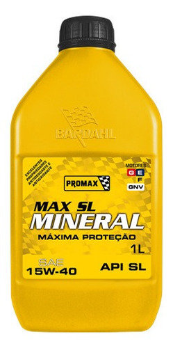 Oleo Motor Mineral 15w40sl Bardahl Promax Max 1lt