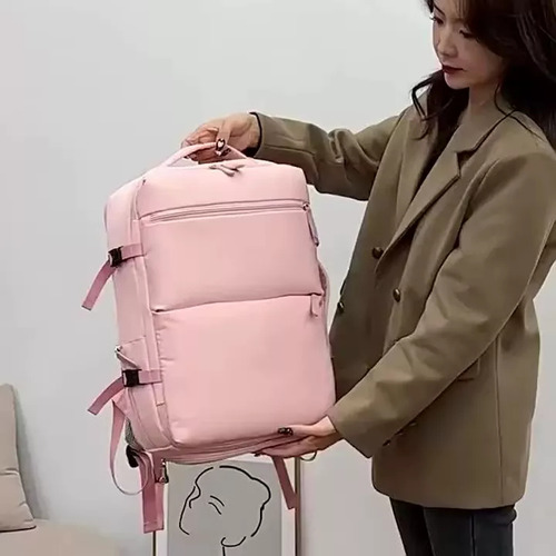 Mochila de viaje de mano, equipaje de cabina, bolso de avión, negro liso, mochila de gran capacidad