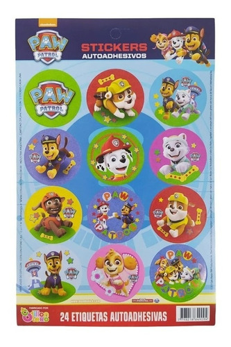 Plancha Stickers Para Cumpleaños X 24u - Paw Patrol