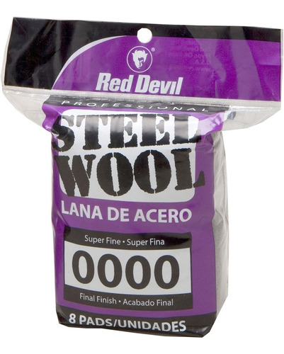 Red Devil 0320 Steel Wool, 0000 Super Fine, 8 Pads