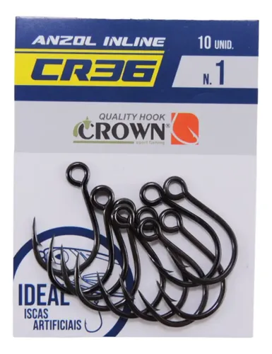Anzol Reforçado Crown Inline Cr36 Black Nº4 - 10 Unidades