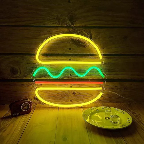 Cartel De Pared De Comida Rápida Con Forma De Hamburguesa Co
