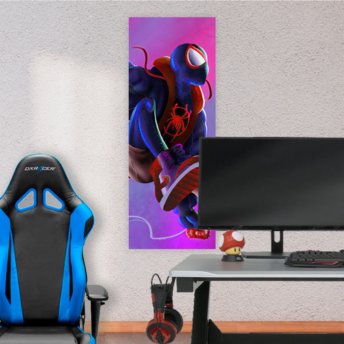 Cuadro 30x80 Cm Comics Marvel Miles Morales Neon Spiderman