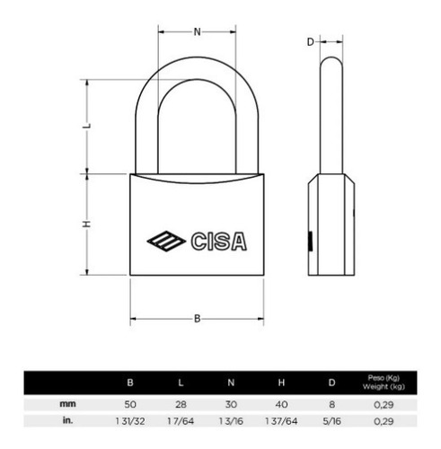 Imagen 9 de 10 de Candados De Arco 30mm Laton Igualados 3 Unds 2 Llaves Cisa