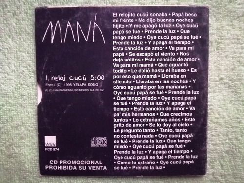 Eam Cd Maxi Single Mana El Reloj Cucu 1995 Promocional Wea (Usado)