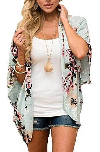 Chunoy Kimono De Gasa Para Mujer Diseño Floral