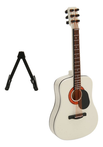 Guitarra Miniatura De Madera Modelo Mini Blanca De 5.1 Pulga