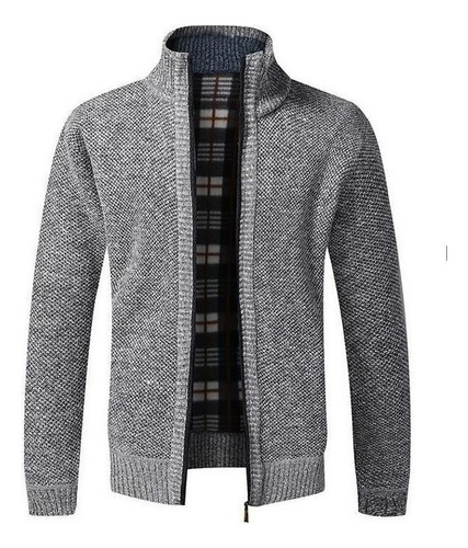 Chaqueta Casual Con Cremallera Para Hombre, Cuello Tipo Cárd