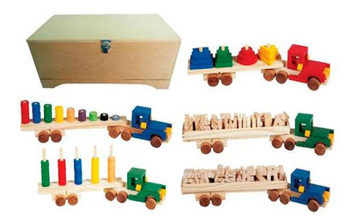 Imagem 1 de 1 de Brinquedos Educativos - Baú Carreta Lúdicas 5 Carretas
