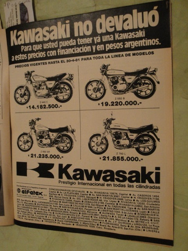 Publicidad Moto Kawasaki Z 440 C -z 550 B -z 650 Sr -z 750 L