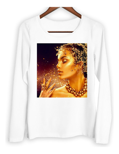 Remera Mujer Ml Mujer Oro Con Uñas Esculpidas Nails