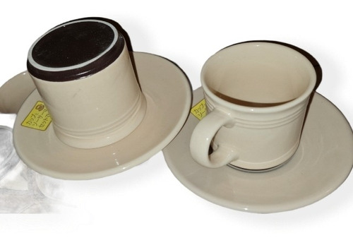 Set 6 Tacitas+platillo Para Café, Minimalista En Color Beige