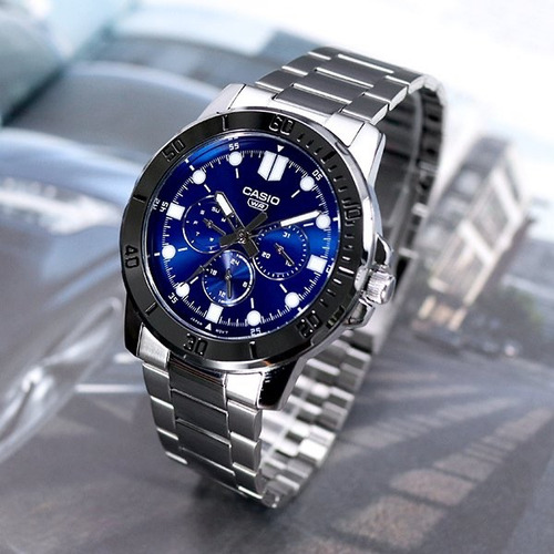 Reloj Casio Mtp-vd300d Hombre Tres Indicadores Acero Inoxi.
