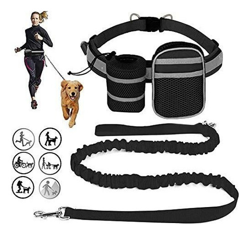 Correas Perros Ajustable For Pasear, Correr Y Trotar Negro 1