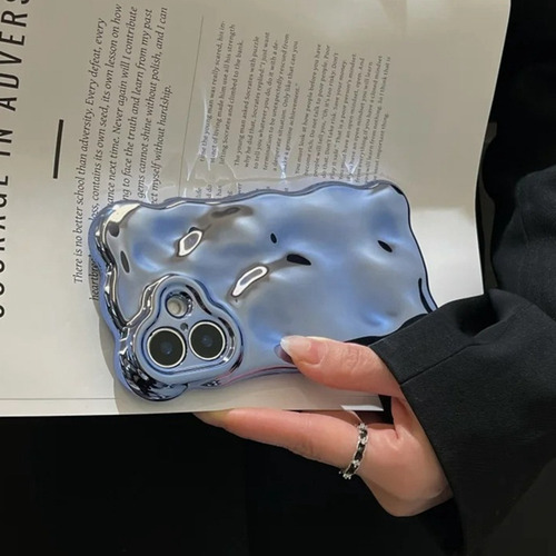 Funda De Teléfono Para iPhone, Galvanizada En 3d, Con Ondas 3d, Color Sólido, Acrílica, A Prueba De Golpes, Para La Serie iPhone