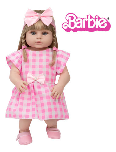 Bebe Reborn Menina Loira Baby Alive Vestido Barbie Rosa