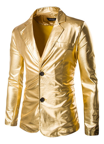 Chamarra Tipo Blazer Metalizado Brillante Para Discoteca, Co