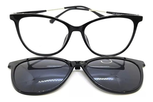 Armação Oculos Grau Solar Feminino R7 Gato Clip On