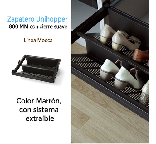 Imagen 2 de 8 de Zapatero Botinero Extraible Placard Con Cierre Suave 800 Mm