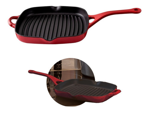 Frigideira Grill Antiaderente Ferro Fundido Indução Brinox Cor Vermelho