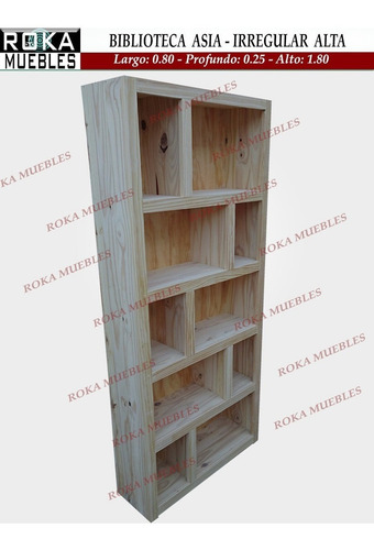 Imagen 2 de 4 de Biblioteca Asia Irregular Pino 80x25x180 Roka