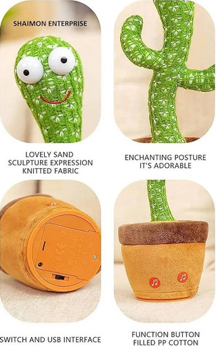 Cactus Peluche Bailarin Canta Graba Educativo De 32cm